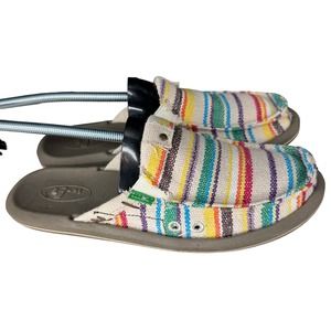 Sanuk Mens You Got My Back ST Blanket Slip-On Sandals Striped Beige Multi Size 8